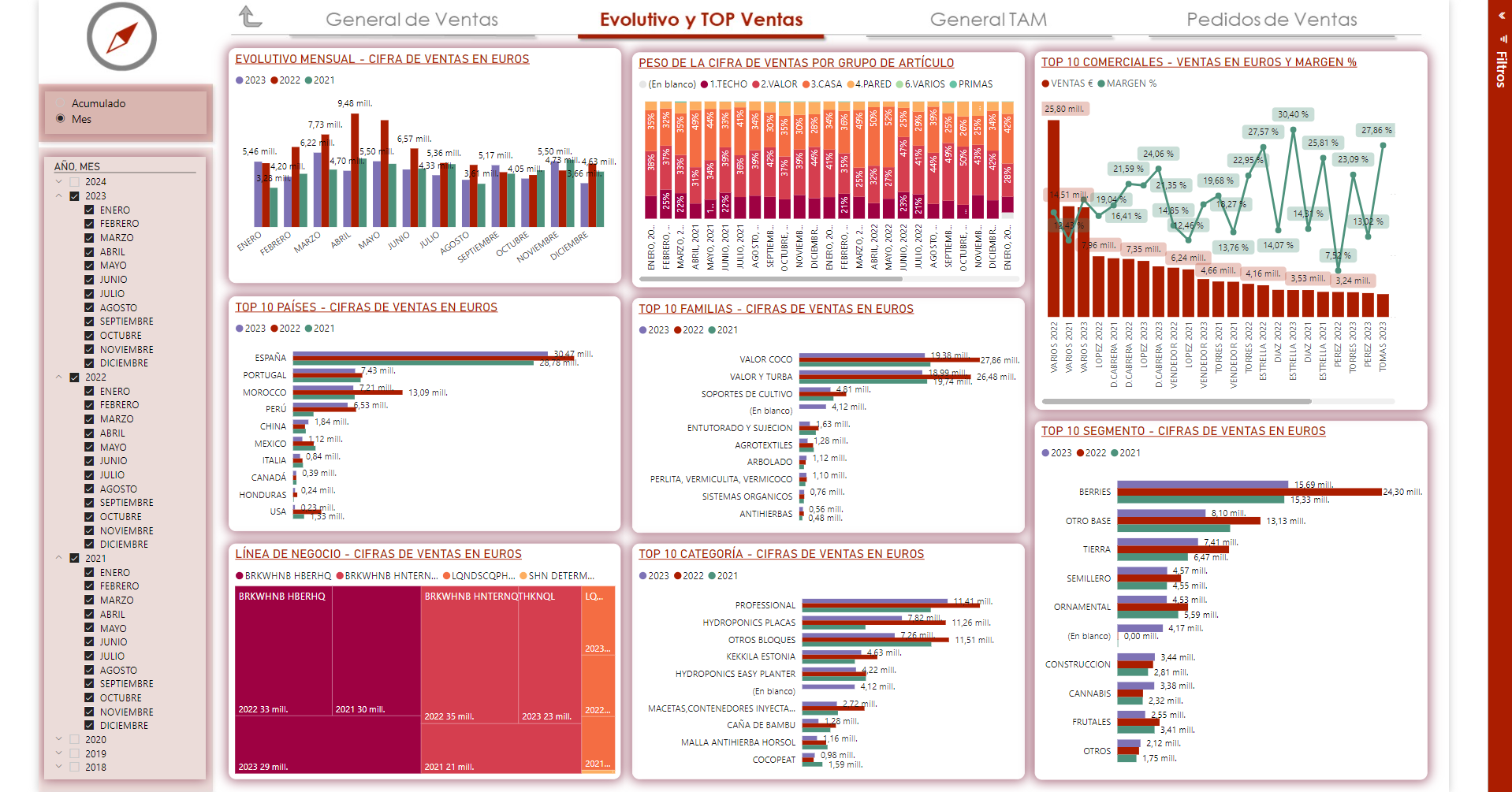 Analisis evolutivo y top ventas